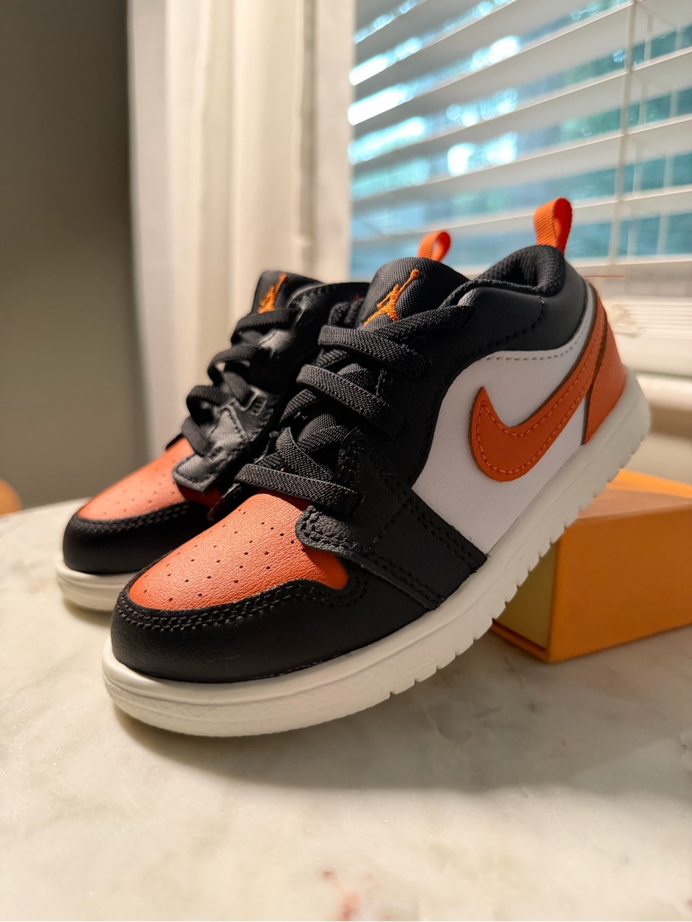 Nike Kids' Orange, Black & White Low-Top Sneakers